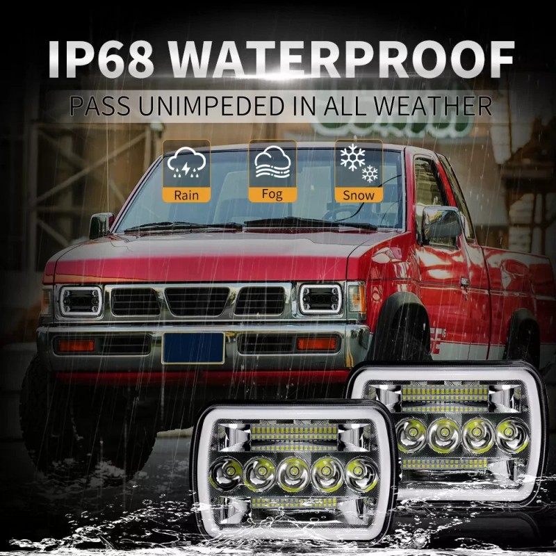 Unbranded Pair 7x6'' 5x7'' LED Headlights Hi/Lo Beam For Jeep