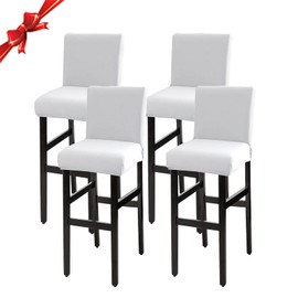 Jaotto Chair Covers, Set of 4, Stretch Bar Stool Covers, Removable, Washable, Chair Protection, Decoration, Chair Cover, Bar Stool, Chair Covers for Pub Counter Bar, Cafe (White, Set of 4)