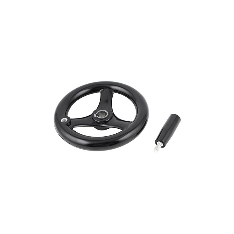 Sourcingmap 16mmx160mm Black 3 Spoked Lathe Handwheel Hand Wheel with
