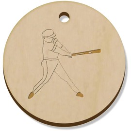 Azeeda 11 x 34mm 'Baseball Player' Wooden Pendants/Charms (PN00069703)