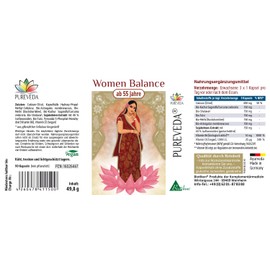 Pureveda Women Balance from 55 Years - Natural Ingredients | Calcium [50%] Shatavari Fenugreek Astragalus Membranaceus Tulsi Curcuma Cedoraria - No Additives - From BIOTIKON®