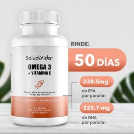 Omega 3 con EPA y DHA de Aceite de pescado - 100 Cápsulas, Enriquecido con vitamina E - Ácidos Grasos Esenciales - Sin sabor