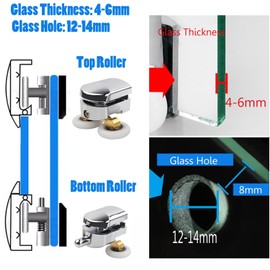 Cokritsm 8PCS Shower Door Rollers, 25mm Sliding Shower Doors Wheels, Replacement Wheels Shower Doors, 4xDouble Twin top/Bottom Shower, Shower Door Runners Pulleys for Curved Glass Doors 4-6mm
