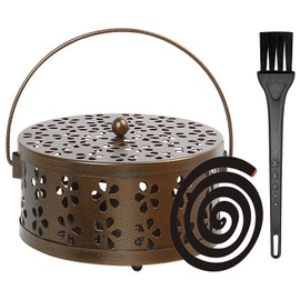 TOPJOWGA Mosquito Spiral Holder, Mosquito Coil Holder, Portable Mosquito Spiral Holder, Incense Holder Mosquito Spiral Container, Metal Incense Spirals Holder for Home, Camping, Garden (Bronze)