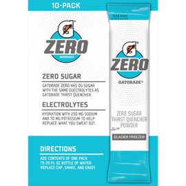 Gatorade G Zero Powder, Glacier Freeze, 0.10oz Packets (120 Pack)