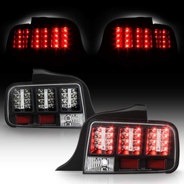 ACANII - For 2005-2009 Ford Mustang Black Housing LED Perform Tail Lights Brake Lamps Pair Set Replacement Left+Right