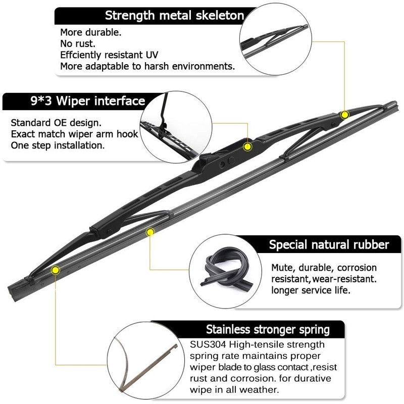 AUTOBOO 19"+19" Windshield Wipers with 14" Rear Wiper Blade Replacement