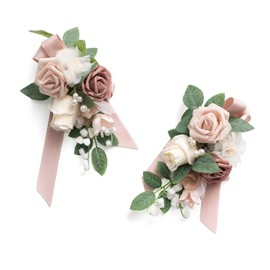 Ling's Moment Dusty Rose & Blush Floral Shoulder Corsages, Mother of The Bride Corsage, Set of 2, for Wedding Ceremony Anniversary, Formal Dinner Party