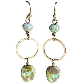 Bronze and Turquoise Dangle Earrings. Jewelry Earrings for Women #3298FE3178