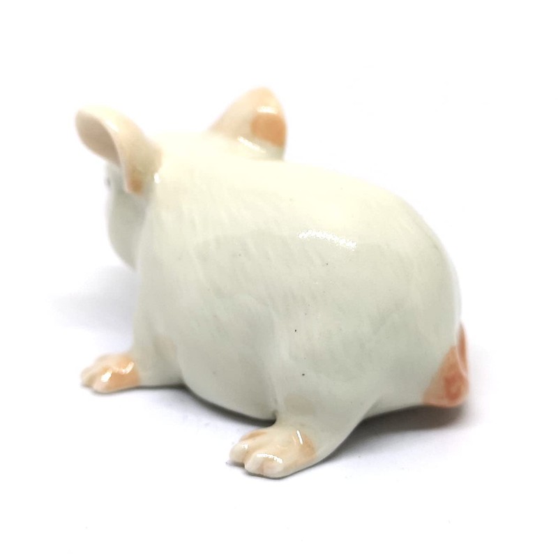 ZOOCRAFT Ceramic Mouse Rat Figurine White Animal Hand Painted Porcelain
