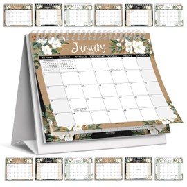 Small Desk Calendar 2026-2027 - Standing Flip Desk Calendars 2026, 18 Months Stand Up Calendars from Jan 2026 to June 2027, Magnolia Desktop Calendar Planner for Home, School, Office