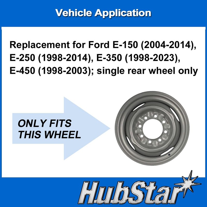 HubStar Hubcap Replacement for Ford Van 1998-2023, Premium Quality Sturdy