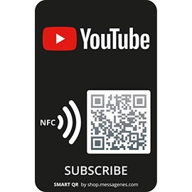 MESSAGENES | YouTube Sticker | 1 Unit Card Size | Multipurpose Sticker and Smart QR - NFC | Increases Trailers and Promotes Your Channel | Smart QR Allows Any Reuse