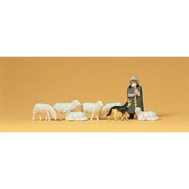 Preiser HO Scale Shepherd With Dog & Sheep