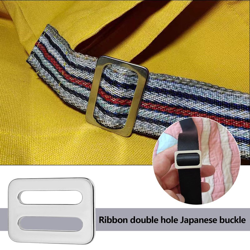 ECSiNG 4pcs Stainless Steel Webbing Double Hole Buckle Sliding Buckle