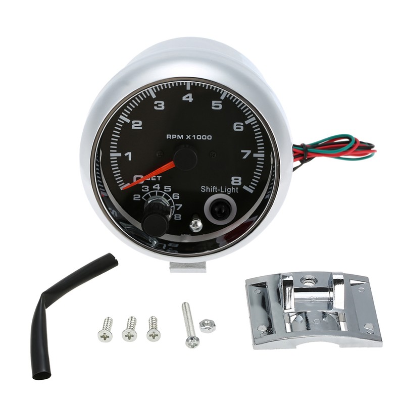 7 Led Colors Background Light 3.75'' Car Universal Black Tachometer