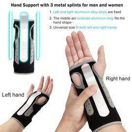 SONGQEE Wrist Splint Support for Carpal Tunnel for Right Left Hand, Wrist Support Brace Fit Men Women for Arthritics, Hand Support Stabilizer Help Relieve Joint Pain, Tendonitis, Sprains, RSI