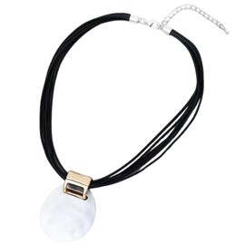 Graci8 necklace, silver necklace with leather cord, chunky necklace for women. The Hannah necklace.