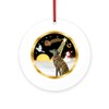 CafePress Nightflight/Brindle Greyhound Round 4" MDF Holiday Ornament