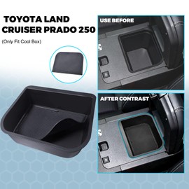 JLQP Cool Box Organizer fit for Toyota Land Cruiser Prado 250 2024 & Lexus GX550 2024 2025 Extra Storage Space - No-Slip Center Console Organizer ABS Plastic Double Storage Space(Only Fit Cool Box)