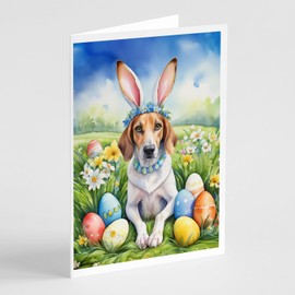 Caroline's Treasures DAC4929GCA7P American Foxhound Easter Egg Hunt Greeting Cards Pack of 8 Blank Cards with Envelopes Whimsical A7 Size 5x7 Blank Note Cards