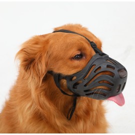 ETONSUNNY Hunde Maulkorb, Weicher Silikonmaulkorb Gegen Bellen und Kauen, Atmungsaktives Design, Geeignet für das Training Großer Aggressiver Hunde (Schwarz, L)