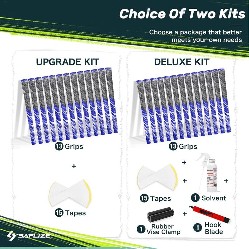 SAPLIZE 13 Golf Grips, Standard, Blue, All Weather Multi Compound