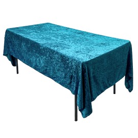 AK TRADING CO. Lush Panne Velvet Tablecloth - 60 x 102 Inch Rectangular Table Cover | Great for Buffet Table, Parties, Holiday Dinner, Wedding & Baby Shower - Teal Blue