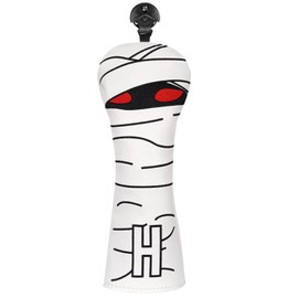 Golf Club Head covers Hybrid Utility Rescue with Interchangeable Number Tag 23456 UT White PU Leather Mummy Design Elastic Closure