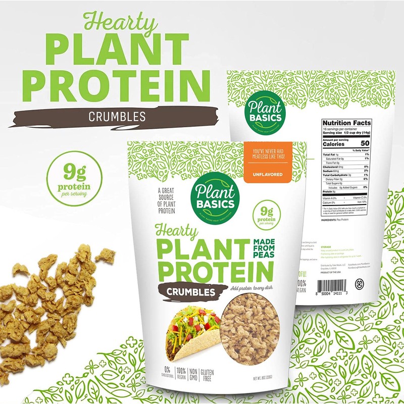 Plant Basics - Hearty Plant Protein - Unflavored Crumbles, 8