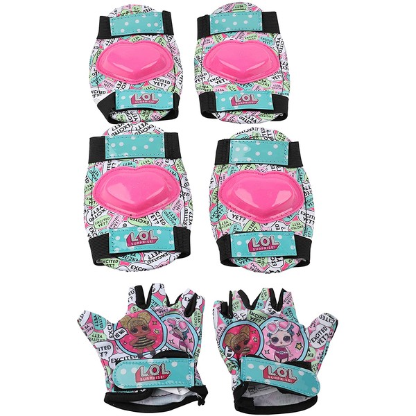 LOL Surprise Signature Series Protective Knee Pads & Elbow Pads for Kids Bike with Bonus Bell, for Ages 5 to 8, Pink (ACTGEAR-245LOL)