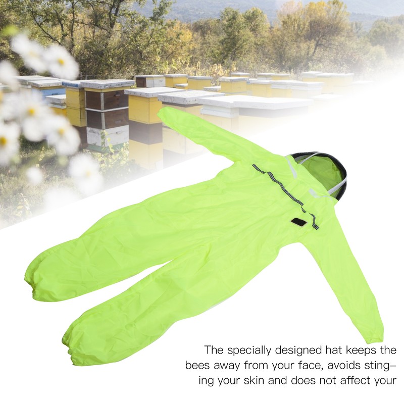 Beekeeping Suit Fluorescent Green One Piece Zipper Design Breathable Beekeeper