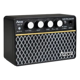 AZOR Mini Guitar Amp 10W Portable Recharged Electric Guitar Amplifier, Wireless Guitar Amp with Clean and Drive Channels, Mini Amp with 3.5mm Headphone Output AM01