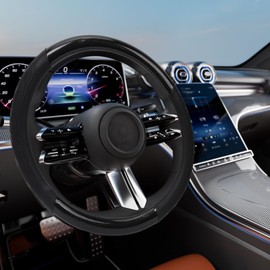 Car Steering Wheel Cover - Universal Automotive Accessory for All Cars, Durable Leather Cover with Non-Slip Lining, Fits Steering Wheels 14.5“-15” Diameter