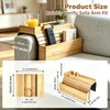 Bamboo Sofa Armrest Tray with Storage Pocket