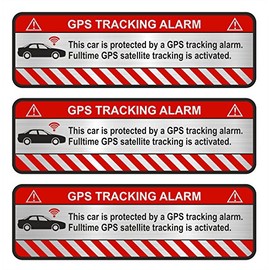 Finest Folia 3 x GPS Sticker Bicycle Motorcycle Car Alarm Warning Anti Theft Sticker Tracker Secured R054 (Aluminium Cut Silver, Car)