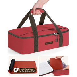 Insulated Casserole Carrier for Hot or Cold Food 9x13 - Insulated Food Container Bag Warmer with Heat-Resistant Mat for Potluck Parties Picnic Cookouts Fits 9" x 13" Casserole or Baking Dish