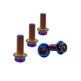 RISON Titanium Bolts Titanium Flange Hex Head Bolts Burnt Blue GR5 Titanium Screws M6x10mm Titanium Bolt Pack of 5