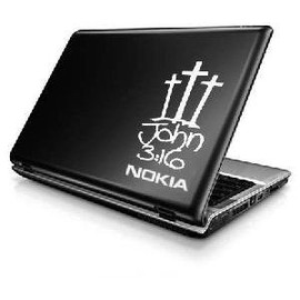 Rad Dezigns 3 Crosses with John 3:16 Christian Car Window Wall Laptop Decal Sticker - White 5.4in X 8.5in