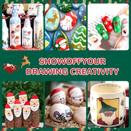 Infiart 48 Colors Acrylic Paint Markers Brush Tip, Automatic Ink Control Acrylic Paint Pens Waterproof Acrylic Markers Set for Christmas Decorations, Stone, Wood, Glass, DIY & Art Supplies