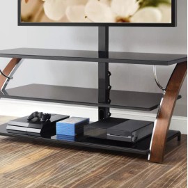 Unbranded TV Stand Payton 3-in-1 Flat Panel for TVs up to 65", Multiple Finishes Available - Brown Cherry