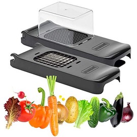 ALLIGATOR 3008 - Multi-Function Chopper 2-in-1 - Vegetable Chopper - Chip Cutter - 2 Interchangeable Blades - 6 x 6 mm and 12 x 12 mm - BPA Free - Black