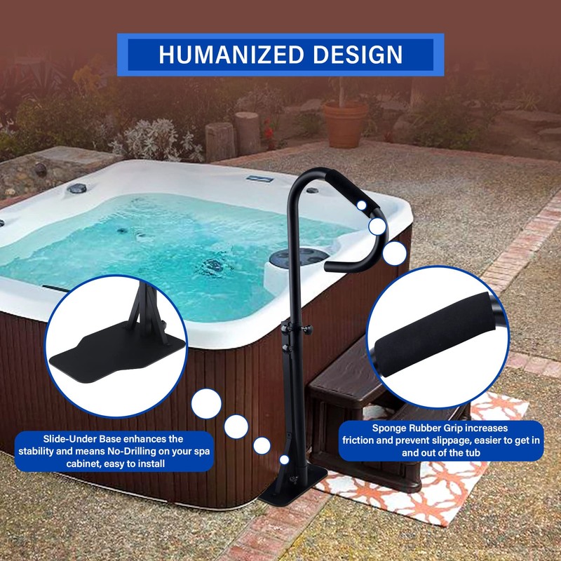 TCFUNDY Hot Tub Handrail, Adjustable 60" Slide Spa Hot Tub