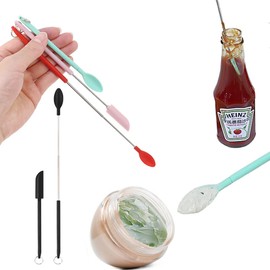 Silicone Spatula-Makeup Spatula-2 Pack Spatula-Fine opening bottle cosmetic lotion resin beauty spatula Suitable for kitchen 2 pcs (Cyan)