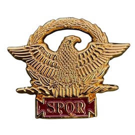 Roman SPQR Military Shield with Eagle Pin Badge with Eagle, Laurel Wreath, Enameled Red SPQR, Ancient Military Symbol of the Roman Empire, History Tie Tack