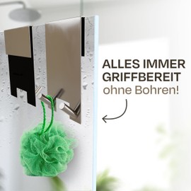 2 Hooks for Shower Screen – No Drilling – Padded Interior – Stainless Steel – For Glass Thicknesses of 6 – 12 mm