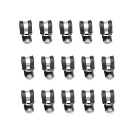 15PCS Rubber Lined P Clips Hose Pipe Clamp Stainless Steel for Tube Pipe or Wire Cord