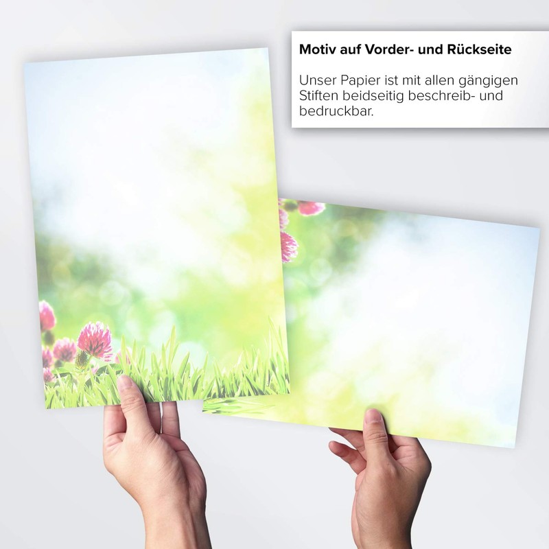 25 Sheets Letter Paper (A4) Green Summer Meadow Design Paper