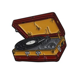 Gzrlyf 2Pcs Vinyl Record Pins Suitcase Record Player Enamel Brooch Vinyl Lover Gifts for Collectors DJ Gifts Retro Music Gift (Pins)