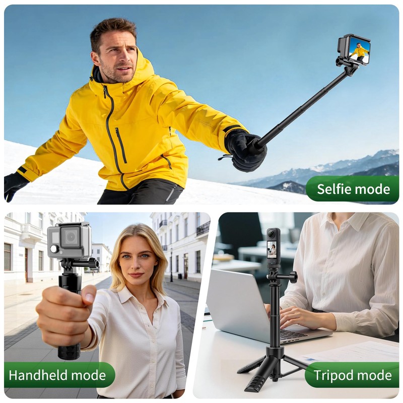 JOILCAN 25.2" Selfie Stick Tripod, Action Camera Vlog Tripod, Portable